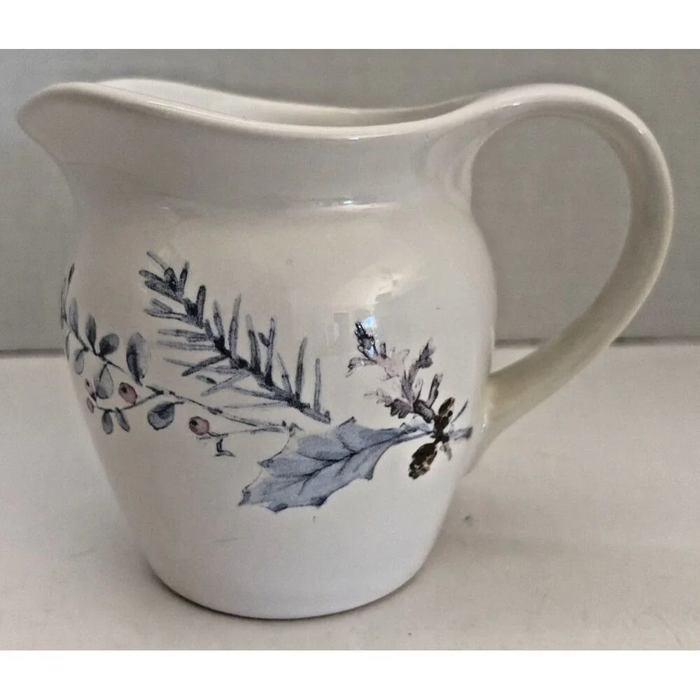 Pfaltzgraff Winter Frost Creamer Pitcher Pink Berries Stamped Retired